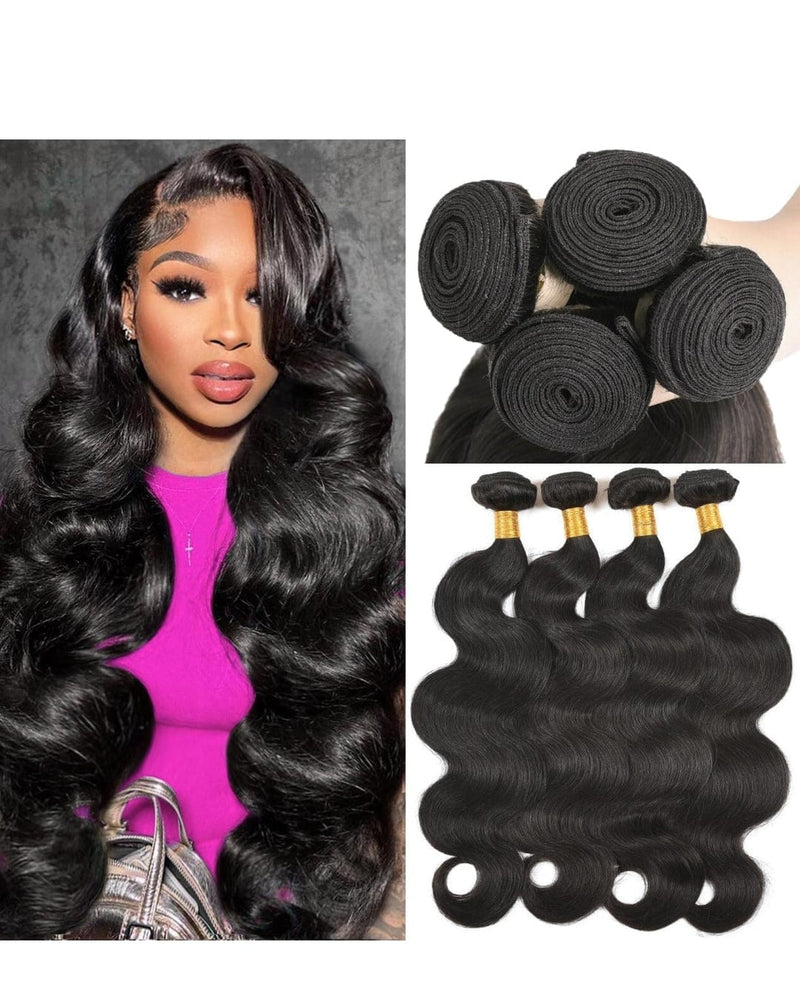 Brazilian Human Hair 3pcs Hair Bundles Body Wave Hair with Closure Human Hair - Beauty Blessings LLC