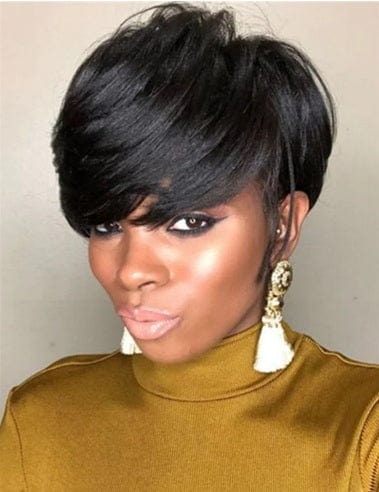 Swoop Bang Wig Pixie Cut Hair Premium Fiber Layered Bang Style Hair Wigs - Beauty Blessing Wigs & Hair Extensions Boutique