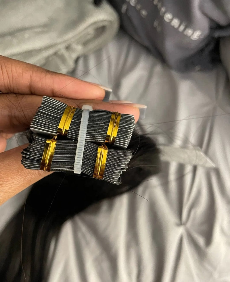 Invisible Tape In Straight Hair Extensions 100% Human Hair Skin Weft Extension Virgin Remy Hair - Beauty Blessings LLC
