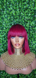 Burgundy Hair Bob Bang Brazilian Virgin Remy 100% Human Hair Wig Razor Cut Short Bob Hair Style China Bang Wig