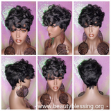 Short Curly Pixie Cut Wig Black