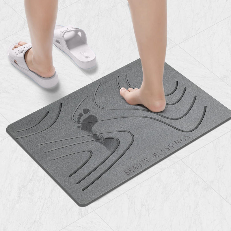 Beauty Blessings Stone Bath Mat, Diatomaceous Earth Shower Mat, Non-Slip Super Absorbent Quick Drying Bathroom Floor Mat, Natural, Easy to Clean - Beauty Blessings LLC