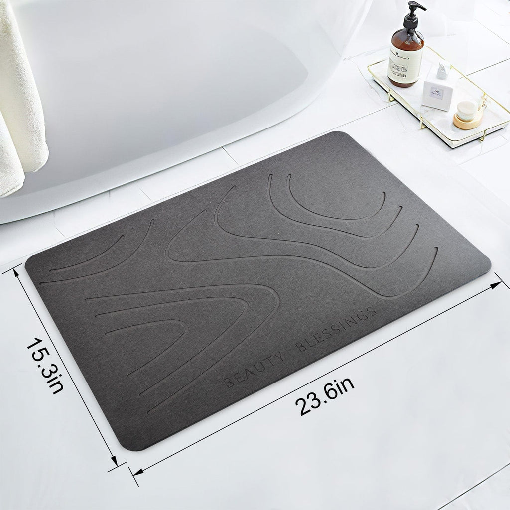 Beauty Blessings Stone Bath Mat, Diatomaceous Earth Shower Mat, Non-Slip Super Absorbent Quick Drying Bathroom Floor Mat, Natural, Easy to Clean