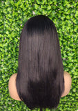 Swoop Bangs 100% Human Hair Wig Brazilian Remy Straight Hair Layered Hairstyle Glueless Wig Medium Length Hair Light Yaki Texture