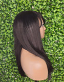 Swoop Bangs 100% Human Hair Wig Brazilian Remy Straight Hair Layered Hairstyle Glueless Wig Medium Length Hair Light Yaki Texture