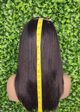 Swoop Bangs 100% Human Hair Wig Brazilian Remy Straight Hair Layered Hairstyle Glueless Wig Medium Length Hair Light Yaki Texture