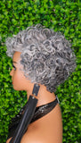 Short Gray Wigs Pixie Cut Curl Hair Wig Curly Natural Hair Glueless Lace Part Wig Salt Pepper Grey Mix Hair