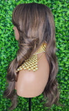 Honey Blonde Mix Hair Wig Loose Curl Long Hair Swoop Bang Hair Layered Curls Full Cap Wig Fashion Hairstyle Glueless Wig - Beauty Blessings LLC
