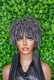 Salt Pepper Kinky Twist Wig Natural Tight Curl Pixie Short Afro Natural Hairstyle Thick Straw Curl Coily Hair Dark Gray Mix Wig - Beauty Blessings LLC