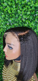 Blunt Cut Italian Yaki Straight Human Hair Wig Glueless Lace Front Bob Wig 4C Kinky Edges Natural Hairline Lace Wig - Beauty Blessings LLC