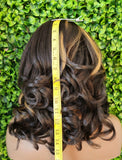 Swoop Bang Glueless Lace Front Wig Yaki Hair Big Curl Layered Curly Side Part HD Lace Wig Blowout Loose Curl Hair Glueless Lace Front Wig - Beauty Blessings LLC