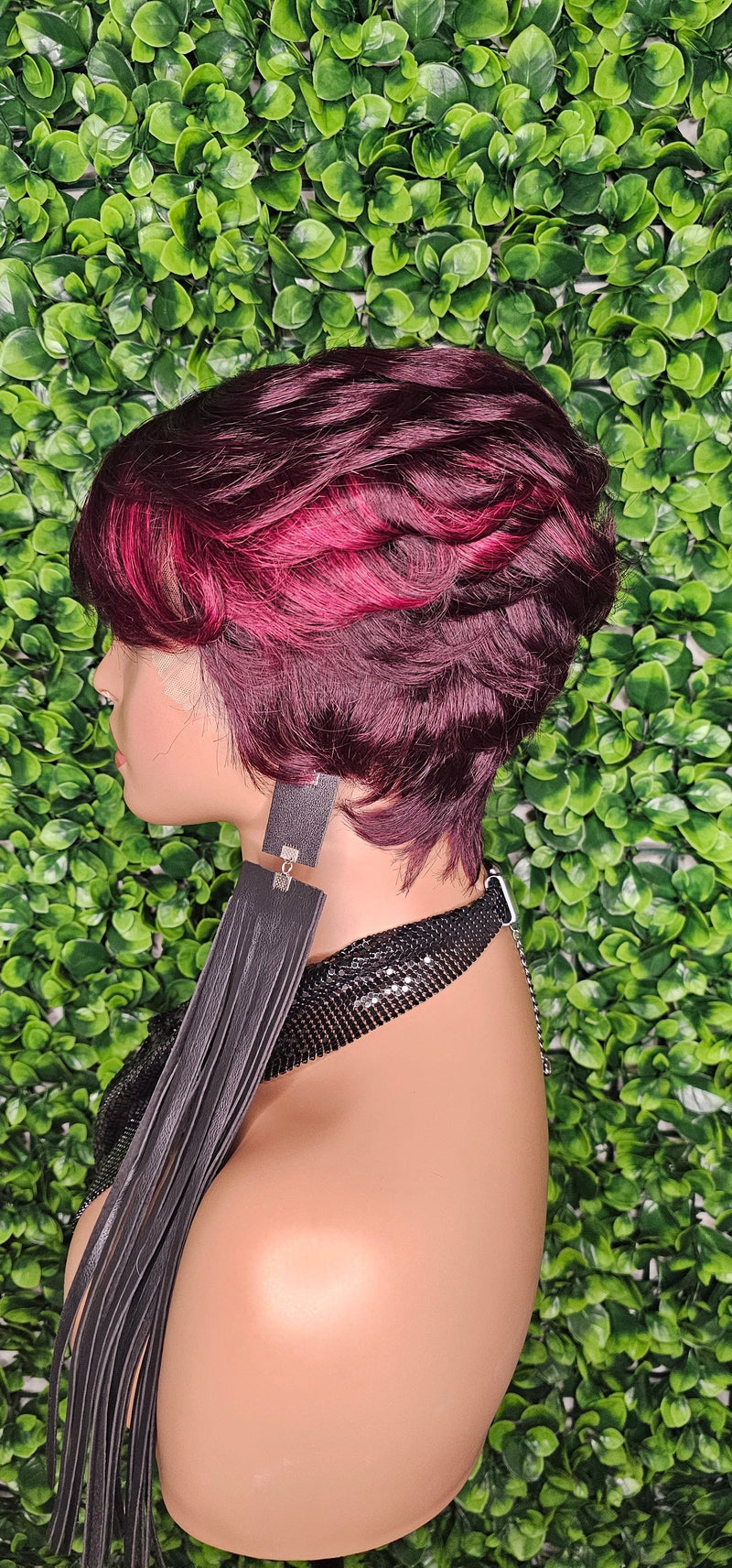 Burgundy Pixie Cut Remy 100% Human Hair Lace Wig Short Hairstyle Lace Front Wig - Beauty Blessings LLC