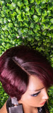 Burgundy Pixie Cut Remy 100% Human Hair Lace Wig Short Hairstyle Lace Front Wig