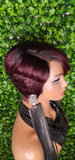 Burgundy Pixie Cut Remy 100% Human Hair Lace Wig Short Hairstyle Lace Front Wig