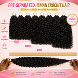 100% Human Hair Burmese Curly Crochet Hair Extensions | Feather Crochet Hair for Natural Braids