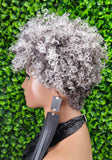 silver curly wig