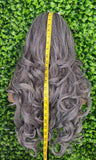 Long Curly Wig Dark Salt Pepper Gray Lace Front Wig Yaki Straight Hair Wig Gray Hair Silver Natural Mix Grey Hair Wig