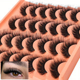 14 Pairs Natural Look 5D False Eyelashes Thick Fluffy Faux Mink Lashes Pack Wispy Strip Cat Eye Lashes