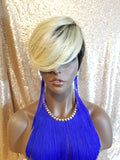 Pixie Cut Layered Bang Ombre Blonde Premium Fiber Wig