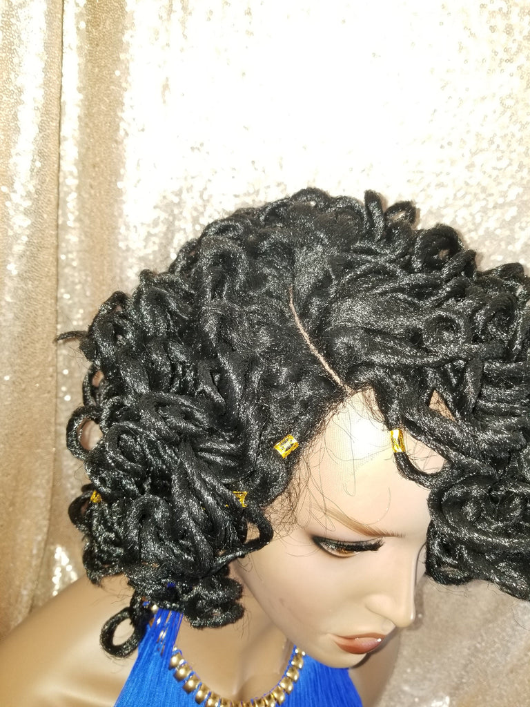 WIG Ledisi Inspired Sister Locs Curly Premium Fiber Lace Front Wig Braids - Beauty Blessing Wigs & Hair Extensions Boutique