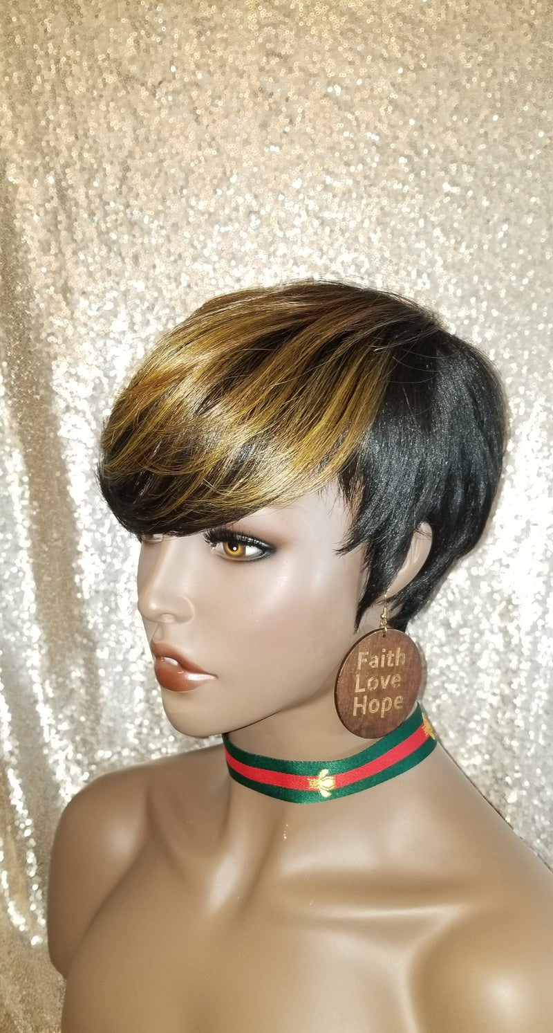 Pixie Short Cut Layered Bang Style Hair Premium Fiber Wig Vogue Hair - Beauty Blessing Wigs & Hair Extensions Boutique