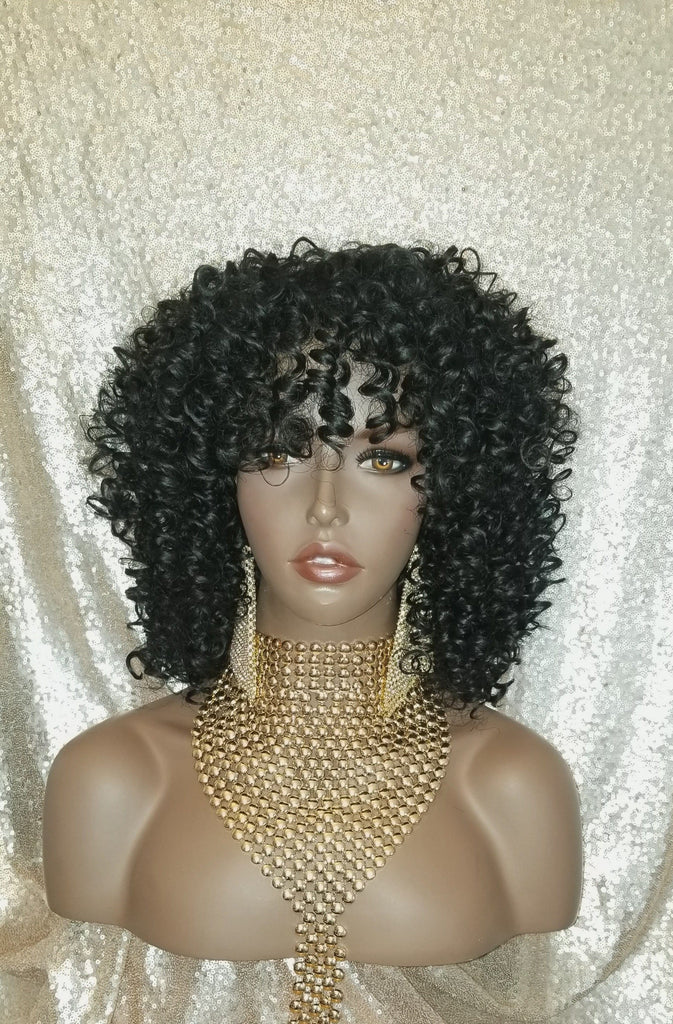 Curly Kinky Spiral Curl Wig  New Fashion Black Premium Fiber Wig Very Natural Look - Beauty Blessing Wigs & Hair Extensions Boutique