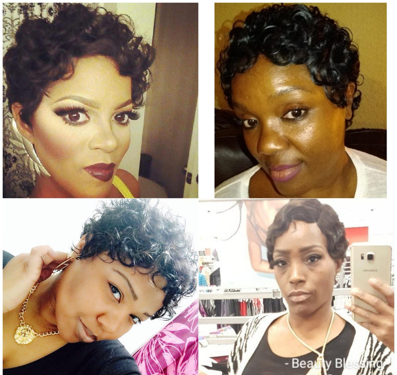 Finger Wave Short Style 100% Remy Human Hair Full Cap Wig - Beauty Blessing Wigs & Hair Extensions Boutique