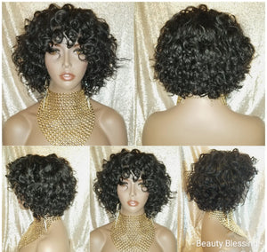 Short Curl Bob Style Unprocessed Virgin Remy 100% Human Hair Full Cap Women Wig - Beauty Blessing Wigs & Hair Extensions Boutique