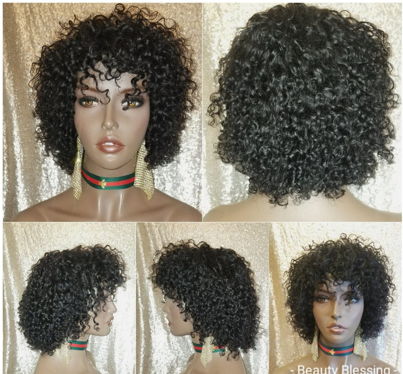 Brazilian Kinky Spiral Curl Short Style Human Hair Remy Wig - Beauty Blessing Wigs & Hair Extensions Boutique