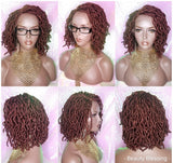 Short Wavy Curly Faux Sister Locs Dreads Premium Fiber Lace Wig - Beauty Blessing Wigs & Hair Extensions Boutique