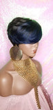 WIG Pixie Short Cut Layered Bang Style Hair Wig Fashion Blue Hair Wig - Beauty Blessing Wigs & Hair Extensions Boutique