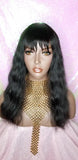 Wig Virgin Brazilian Remy 100% Human Hair Natural Loose Waves Full Wig with Bangs - Beauty Blessing Wigs & Hair Extensions Boutique