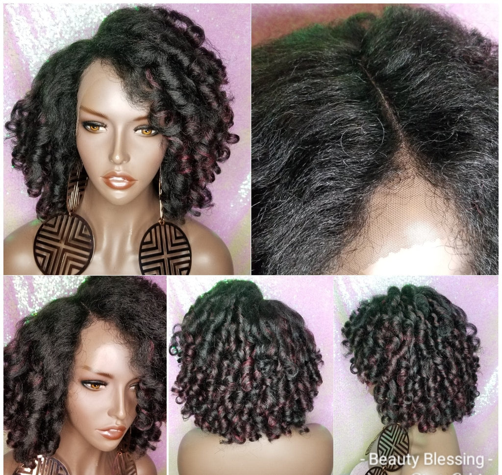 Kinky Afro Curl Lace Front Wig Curly Natural Yaki Texture Bob Wig - Beauty Blessing Wigs & Hair Extensions Boutique