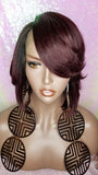 Glueless Brazilian Remy  Lace Front Human Hair Wig Straight Dark Plum Wine 99J Short Bob  - Beauty Blessing Wigs & Hair Extensions Boutique