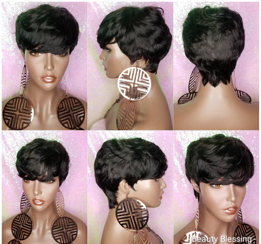 Razor Cut Pixie Cut Peruvian Remy Human Hair Wig - Beauty Blessing Wigs & Hair Extensions Boutique