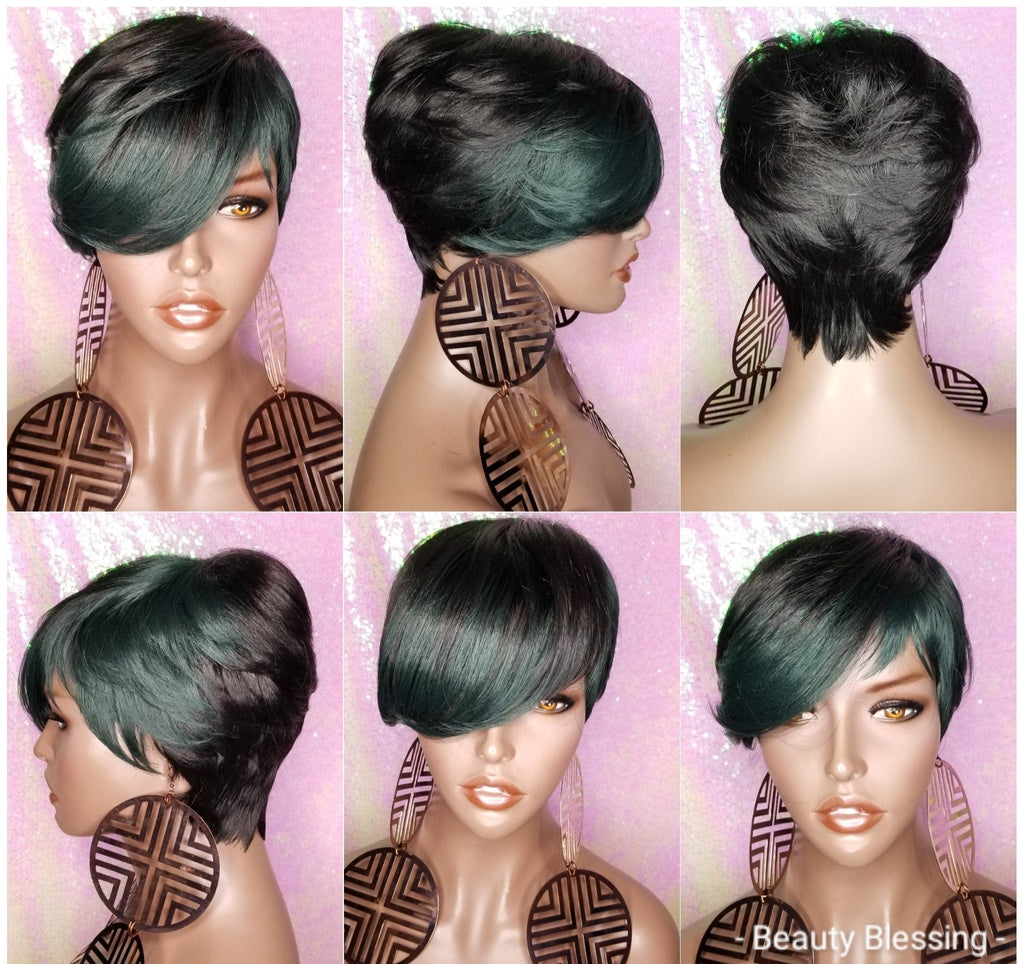 Pixie Short Cut Premium Fiber Layered Bang Style Hair Wigs - Beauty Blessing Wigs & Hair Extensions Boutique