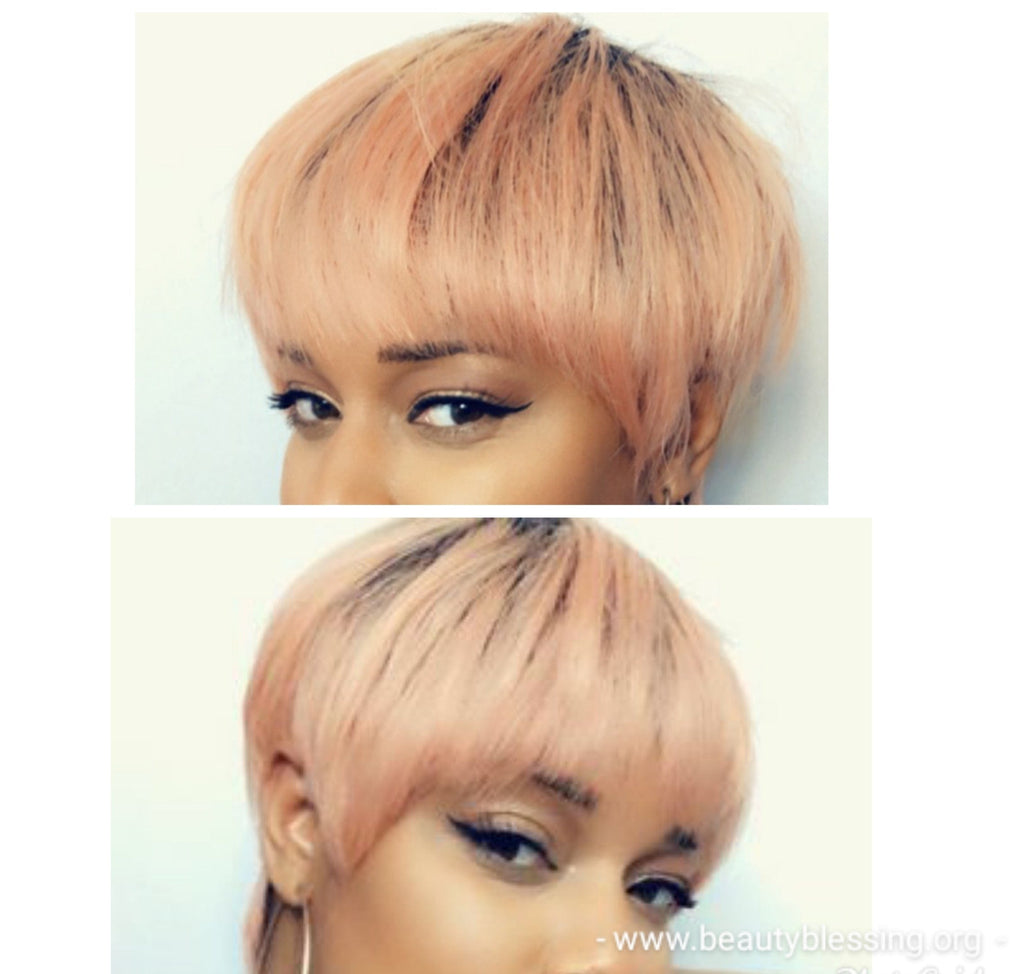 Celebrity Inspired Style Mushroom Pixie Cut Brazilian Remy 100%Human Hair Wig - Beauty Blessing Wigs & Hair Extensions Boutique
