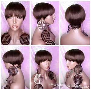 Celebrity Inspired Style Mushroom Pixie Cut Brazilian Remy 100%Human Hair Wig - Beauty Blessing Wigs & Hair Extensions Boutique