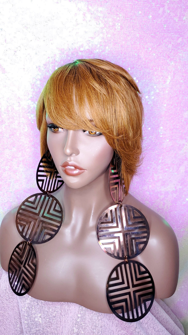 WIG Ombre Auburn Strawberry Blonde Bob Human Hair Brazilian Remy Short Hair Bob Style Full Cap Wig - Beauty Blessing Wigs & Hair Extensions Boutique