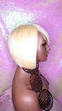 Razor Cut Short Bob 100% Human Hair Full Wap Wig Blonde Wig - Beauty Blessing Wigs & Hair Extensions Boutique