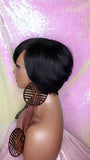 Short Cut Bob Wig Brazilian Remy Hair Layered Hair Bob Style Wig with Swoop Bangs - Beauty Blessing Wigs & Hair Extensions Boutique