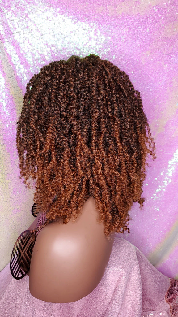Ombre Brown Auburn Passion Twist Afro Hair Kinky Twist Glueless Lace Wig Premium Fiber Hair - Beauty Blessing Wigs & Hair Extensions Boutique