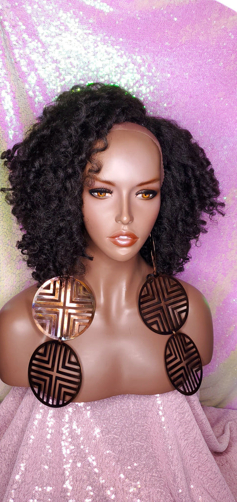 Kinky Afro Curl Natural Mini Roller Set Lace Front Wig Natural Yaki Texture Bob Wig Baby Hairs - Beauty Blessing Wigs & Hair Extensions Boutique