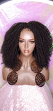 Messy Bohemian Afro Kinky Coil Curly Natural Hair Lace Front Wig Premium Fiber Goddess Curl Hair Wig