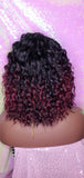 Deep Wave Lace Wig Glueless Lace Wig Burgundy Hair Premium Fiber Wig - Beauty Blessing Wigs & Hair Extensions Boutique