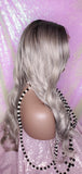 Long Loose Curl Ombre Smoky Gray Glueless Lace Wig Premium Fiber Hair - Beauty Blessing Wigs & Hair Extensions Boutique