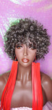 Short Loose Curl Salt Pepper Brazilian Remy 100% Human Hair Full Wig - Beauty Blessing Wigs & Hair Extensions Boutique