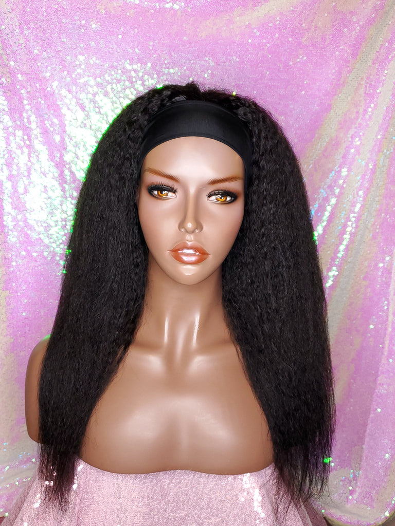 Half Wig Indian Remy 100% Human Hair Coarse Yaki Kinky Straight Half Wig African Hair Headband Wig - Beauty Blessing Wigs & Hair Extensions Boutique