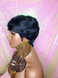 Pixie Cut Peruvian Remy Human Hair Wig Midnight Blue Hair Wig - Beauty Blessing Wigs & Hair Extensions Boutique