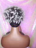 Salt & Pepper Wig Turban Wig Afro Kinky Puff Wig Spiral Curl Hair Wrap Wig Afro Pre-tied Bow Black Sequin Turban Wig Afro Puff Hair Wrap Wig - Beauty Blessing Wigs & Hair Extensions Boutique